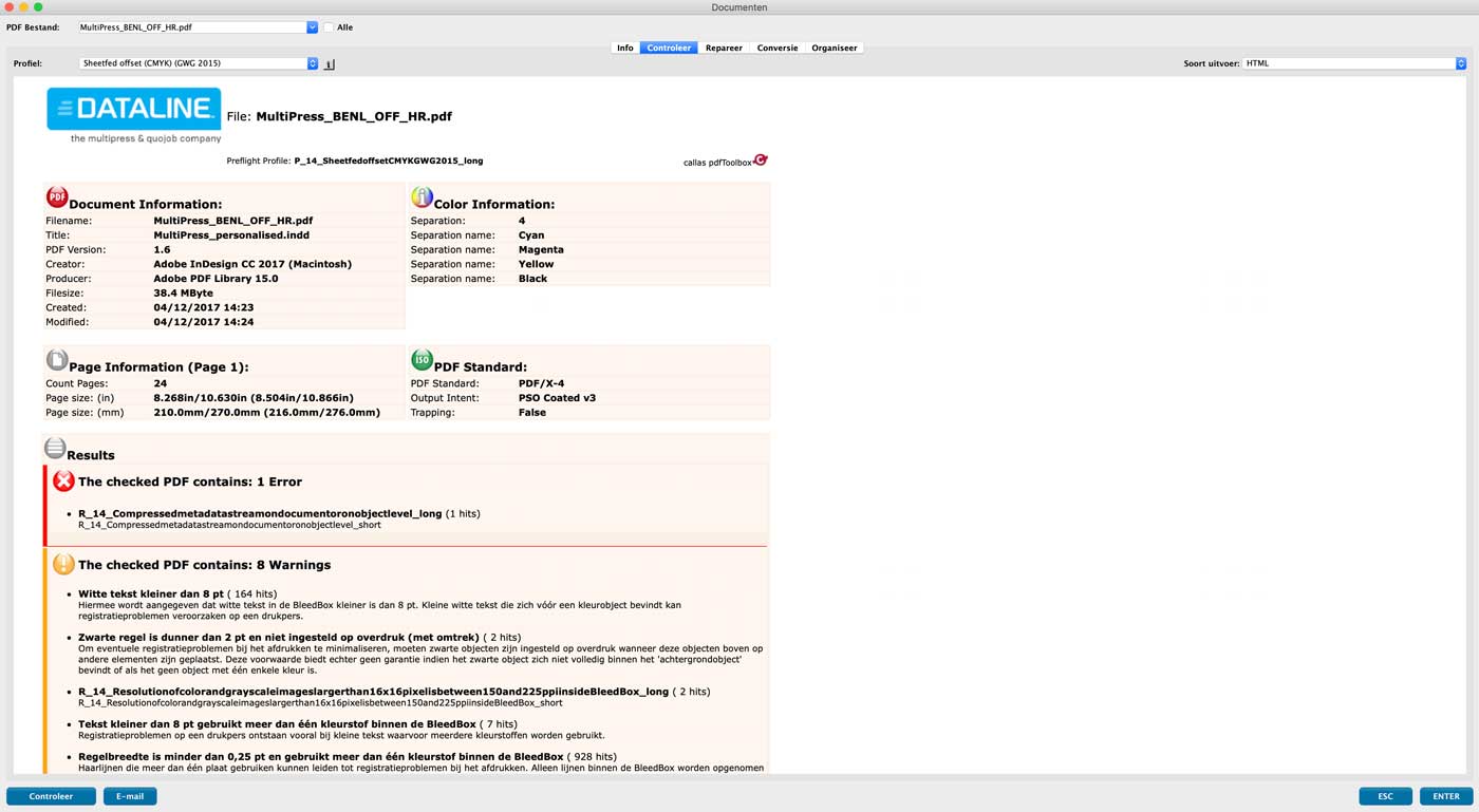 Check & Repair met variabele input