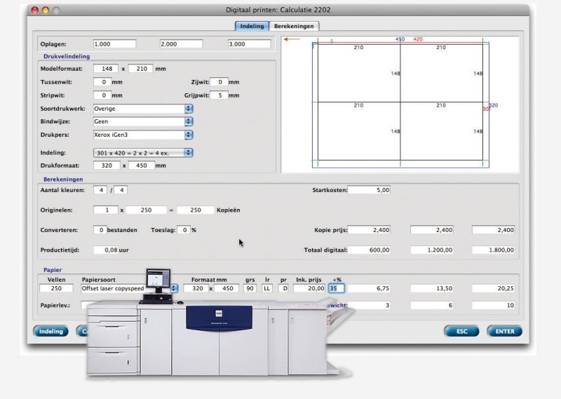 Digitale print calculatie