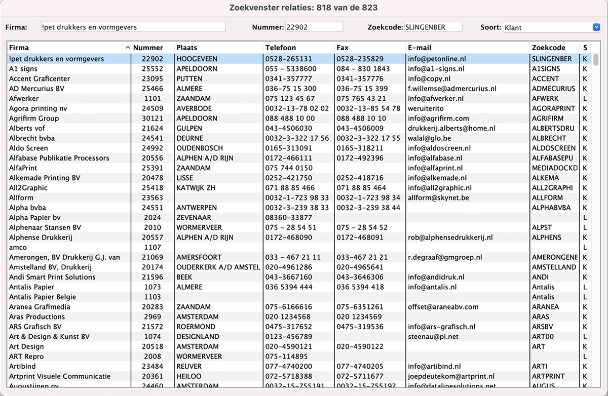 MultiPress relaties & contacten screenshot